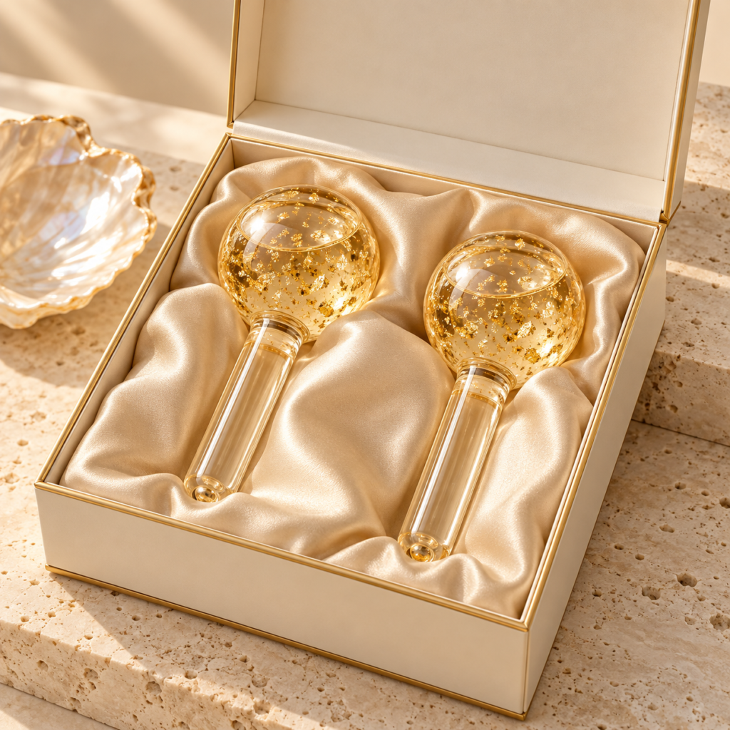 Golden Facial Ice Globes – Gift Box Set